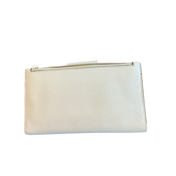 COACH The Phone Wallet Bi Fold Crossgrain Leather Chalk White/Camel Women’s NWOT - Picture 4 of 15
